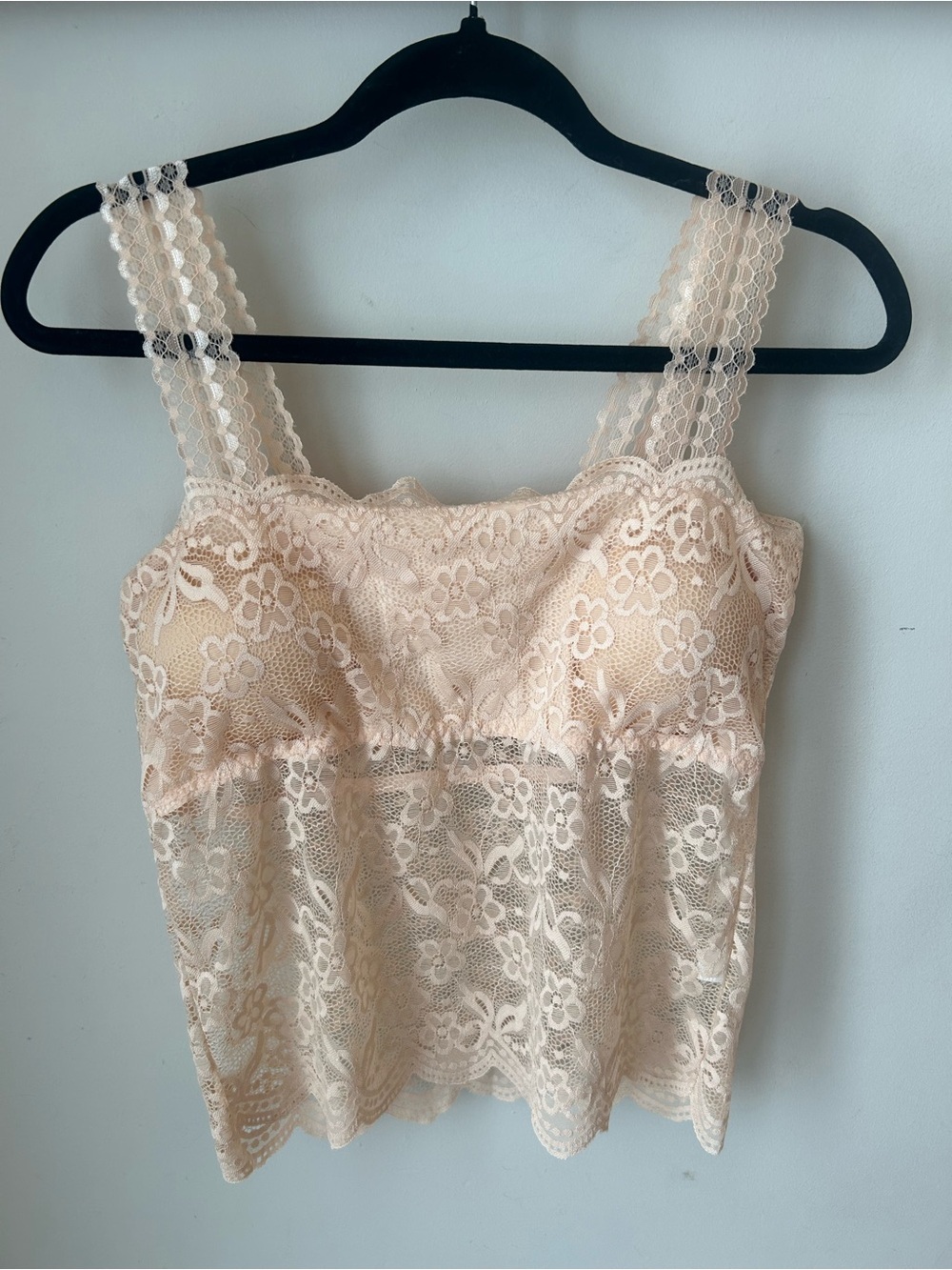 Lace Cami Tank Top in Blush Pink - Cottagecore Festival Sheer Lace